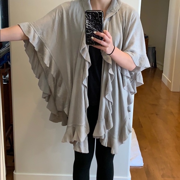 Nordstrom Rack Ruffle Grey Cardigan - Picture 3 of 4